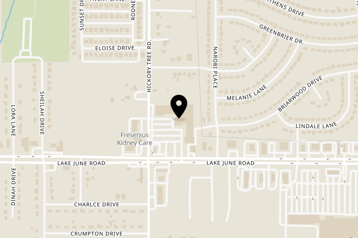 Map showing the location of Mom's Fresh Asian Deli on 11915 Lake June Rd G in Balch Springs